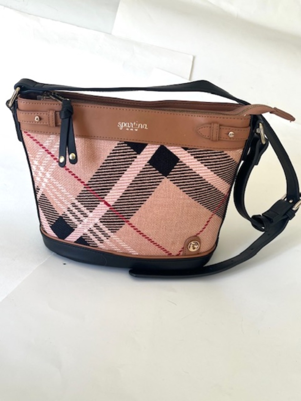 Spartina Telfair Isabelle Shoulder Pink Nova plaid